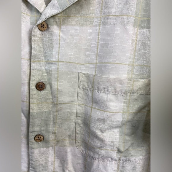 Tommy Bahama Silk Light Green‎ Short Sleeve Button Down Shirt Men’s Medium - Picture 6 of 10
